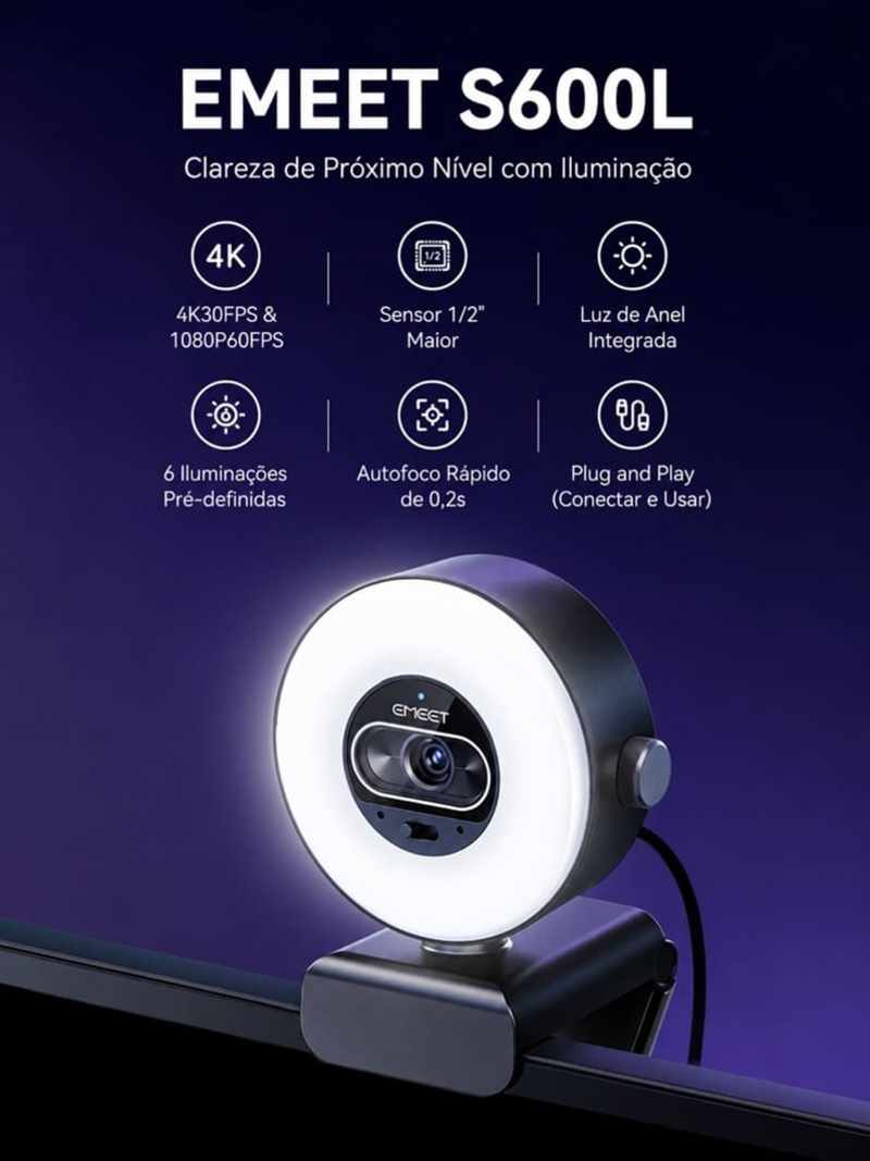 EMEET lan&ccedil;a S600L no Brasil para criadores e streamers